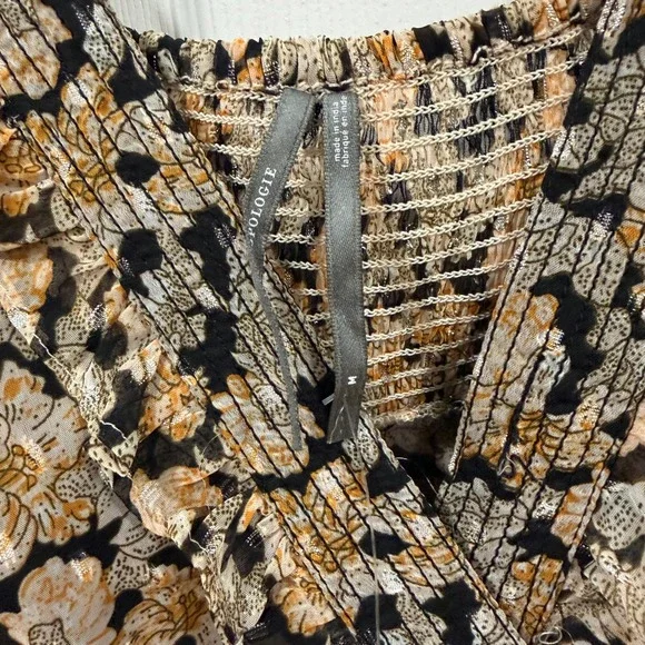 Anthropologie Neitr Mot Dress Medium Floral Ruffle Trim‎ Long Sleeve Mini - Picture 4 of 12